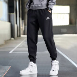 阿迪达斯（adidas）男裤子25夏新款运动裤跑步训练健身卫裤棉质透气宽松休闲舒适长裤 经典黑/单层束脚/针织舒适 L 【175-180cm/150-160斤】