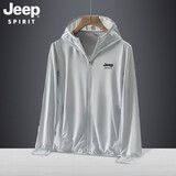 JEEP SPIRIT夏季新款户外情侣款超薄透气冰丝外套夹克男旅游垂钓UPF50透气服 浅灰色-男款 2XL