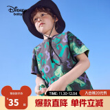 迪士尼（DISNEY）童装儿童男童短袖T恤棉质针织卡通上衣打底衫24夏DB321BE02灰110