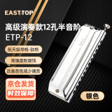 东方鼎（EAST TOP）EASTTOP演奏者口琴12孔48音半音阶钛格银色ETP-12