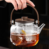 SYANF煮茶壶玻璃煮茶器专用电陶炉蒸汽小家用茶具套装煮茶炉泡茶壶烧茶 17-锦鲤嬉浪平光月笼壶