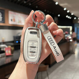 绅创2023款奥迪a6l钥匙套A4L A3 Q5LQ7 Q8 Q3 Q2L A5 高档壳男女包扣 C款【象牙白】+车标皮绳