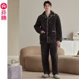 芬腾【三层加厚夹棉】情侣睡衣男女冬季加厚加绒棉袄珊瑚绒家居服套装 FX2490459碳灰【单男款】 2XL 建议:女142-160,男166-185斤