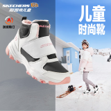 Skechers斯凯奇男女童棉鞋儿童雪地靴冬季厚实保暖中帮大童二棉鞋8701648L 女童-白色-黑色-粉红色-WBPK 27.5码