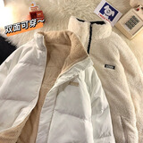 迪伽达棉服男士秋冬季新款设计感两面穿羊羔绒外套美式潮流复古棉袄棉衣 BTL-1706白色 XL