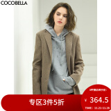 COCOBELLA复古卡其千鸟格通勤西装女春时尚休闲西服外套SI24 卡其 XL