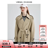 VEGA CHANG风衣外套女2024年秋新款中长款高级感纯色大衣 摩卡棕 M