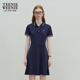 Teenie Weenie小熊休闲通勤气质收腰Polo白色连衣裙夏装连身裙女装裙子 藏青色 L (170)