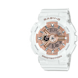 卡西欧（CASIO）Baby-g女表防震防水双显石英表多功能时尚运动学生礼物推荐 白玫瑰金BA-110X-7A1