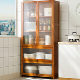 木马人餐边柜子储物收纳柜家用厨房微波炉碗柜茶水柜客厅酒柜边柜置物架 【42cm加深宽度】茶色-五层80长