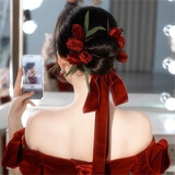 尚戈（SHANGGE）新娘盘发带结婚装饰发簪发饰套装网红玫瑰花高级感发带拍照头饰 郁金香头饰套装+礼盒