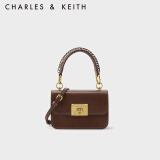 CHARLES&KEITH复古编织拎手提包斜挎包单肩包包女包生日520礼物CK2-50781528 Chocolate巧克力色 S