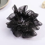 卡燕发圈娟纱柔美优雅高弹力马尾盘发绑发头绳皮筋成人简约发饰女布艺 S422新款暗黑色