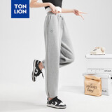 唐狮（TonLion）2021秋装女休闲裤宽松显瘦高腰抽绳束脚裤子女ins卫裤626420093021 浅麻灰/二批 L