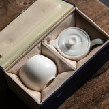 心去處德化羊脂玉瓷茶壶家用陶瓷泡茶壶带过滤单壶小号红茶绿茶功夫茶具 直正壶+福禄主人杯-礼盒装 180ml