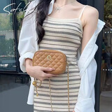 沙驰女包小香风单肩斜跨包时尚通勤手机包2025新款品牌高档腋下链条包 【咖啡】官方正品/礼盒精装