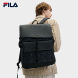 FILA 斐乐官方男士背包2024夏新款时尚休闲双肩包电脑包 正黑色-BK XS