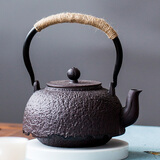 瓷牌茗茶具 铁壶铸铁泡茶壶家用烧水壶煮茶单壶仿日式手工生铁老铁壶 岩肌素铁壶 1.2L