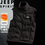 JEEP SPIRIT吉普棉马甲男士秋冬大码立领百搭休闲保暖坎肩外套 黑色 2XL