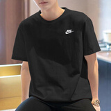 耐克（NIKE）T恤男士 2025夏季新款宽松休闲运动健身圆领透气半袖全棉跑步短袖 AR4999-013/黑色 L (175/92A)
