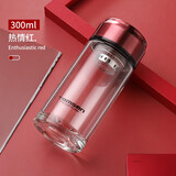 汤臣派玻璃杯单层加厚小号容量迷你水杯 热情红300ML