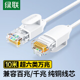 绿联超六类网线细线 CAT6A纯铜万兆成品跳线 家用电脑网络连接线 兼容千兆百兆宽带10米白色45484