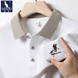 袋鼠（DAISHU）男士短袖t恤夏季冰丝薄款翻领刺绣爸爸装商务休闲衣服polo保罗衫 白色 XL 推荐135-145斤