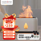 北欧欧慕（nathome） 香薰机仿真火焰加湿器卧室家用办公室夜灯桌面迷你低噪空气增湿机送好友礼物NJH18送女友礼物 三档定时 远程遥控【冰川白+精油4瓶】