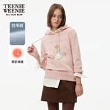 Teenie Weenie小熊女装卫衣冬季学院连帽简约休闲萌趣加绒保暖上衣 粉色 S (160)