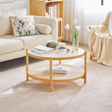 竹庭日式圆形实木藤编玻璃茶几客厅家用小户型简约现代沙发边几小茶桌 寻觅圆形大茶几【原色】