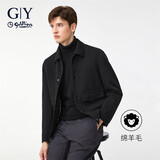 金利来GY【含棉羊毛】夹克男秋冬翻领茄克外套JWF1799-LK120黑色 L00