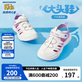 Skechers斯凯奇儿童包头凉鞋男童鞋夏季轻质防滑女大童大头沙滩鞋302969L 女童/白色/薰衣草色/WLV 33.5码