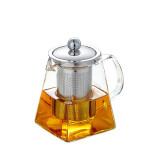 盈弘升 加厚玻璃茶壶耐高温泡茶器功夫茶具大号单壶家用带过滤泡茶壶 唐方壶 加厚耐高温) 750ml