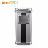 舒蔻酒店垃圾桶烟灰缸不锈钢大堂立式室外宾馆时尚带内桶走廊带烟灰缸垃圾桶烟灰桶方桶 黑条靠墙式垃圾桶