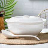 景德镇陶瓷汤碗大号家用9英寸水煮鱼汤盆瓷中式大碗酸菜鱼汤碗 纯白1个9英寸【带盖品锅】贈大勺