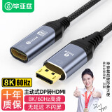 毕亚兹 主动式DP1.4转HDMI2.1母头转换器连接线 8K60hzDisplayPort公对母视频转接头 台式机电脑接显示器