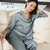 金三塔睡衣女真丝桑蚕丝素色简约可外穿简奢家居服
