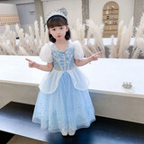蓓然美灰姑娘公主裙秋爱莎连衣裙艾莎爱丽丝生日礼服儿童公主裙演出服 灰姑娘A 120