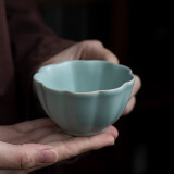 宁不凡 茶杯杯子陶瓷汝窑开片汝瓷功夫茶杯品茗杯喝茶杯 天青色 菩提杯（90ml)