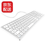 B.FRIENDit 超薄双系统静音键盘 适配WIN/Mac系统 铝合金面板巧克力键盘有线外接台式电脑笔记本办公电脑键盘 银白色【Win/Mac双系统切换】