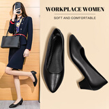 梵昇昱高跟鞋工作鞋黑色女皮鞋粗跟上班久站软皮软底舒适职业面试女 黑色-3cm【36码】