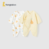 童泰婴儿衣服新生婴儿夏季薄款连体衣0-6个月宝宝纯棉内衣2件装 黄色暖橘-（夏季款） 52cm