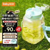 BabyStar 十叶刀头榨汁机小型无线榨汁杯便携果汁机榨汁桶水果榨汁机迷你家用大口径多功能吨吨杯大容量 1000ML 薄荷绿大容量