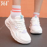 361°运动鞋子女鞋秋冬季新款网面透气软弹轻质跳绳鞋跑步鞋休闲鞋子女 羽毛白/风信紫 37