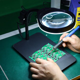 PDOK台式放大镜带LED灯三色亮度可调老人阅读维修鉴定工作台灯PD-032C 黑色PD-032C单色灯 单镜片 白玻10X