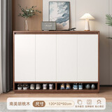曼莎佳人奶油风鞋柜家用门口大容量入户玄关柜一体新款实木收纳鞋柜子  【实木板芯】美欧式120-32-92 自行安装