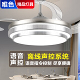 唯色现代简约吊扇灯隐形风扇灯家用客厅餐厅吊灯带电风扇一体2026新款 银色-48寸-强风 变频遥控（单遥控器）