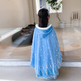 蓓然美爱莎公主裙秋女童针织毛衣裙泡泡袖艾沙连衣裙聚会生日礼服礼物 公主裙+披纱+皇冠魔+法棒+斗篷 120 （建议身高105-112CM)