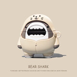 京苑 适用于wf-1000xm5保护套 索尼wf1000xm5耳机保护壳 磨砂水贴工艺耳机壳 硅胶软壳 【白卫衣鲨鱼】 索尼wf-1000xm5 耳机保护套