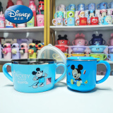 迪士尼（Disney）儿童碗不锈钢餐具隔热宝宝家用可爱卡通小学生孩子吃饭双耳汤碗 米奇碗+牛奶杯（260ml）